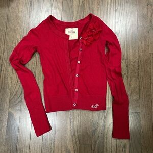 Used Hollister Red Cardigan Sweater